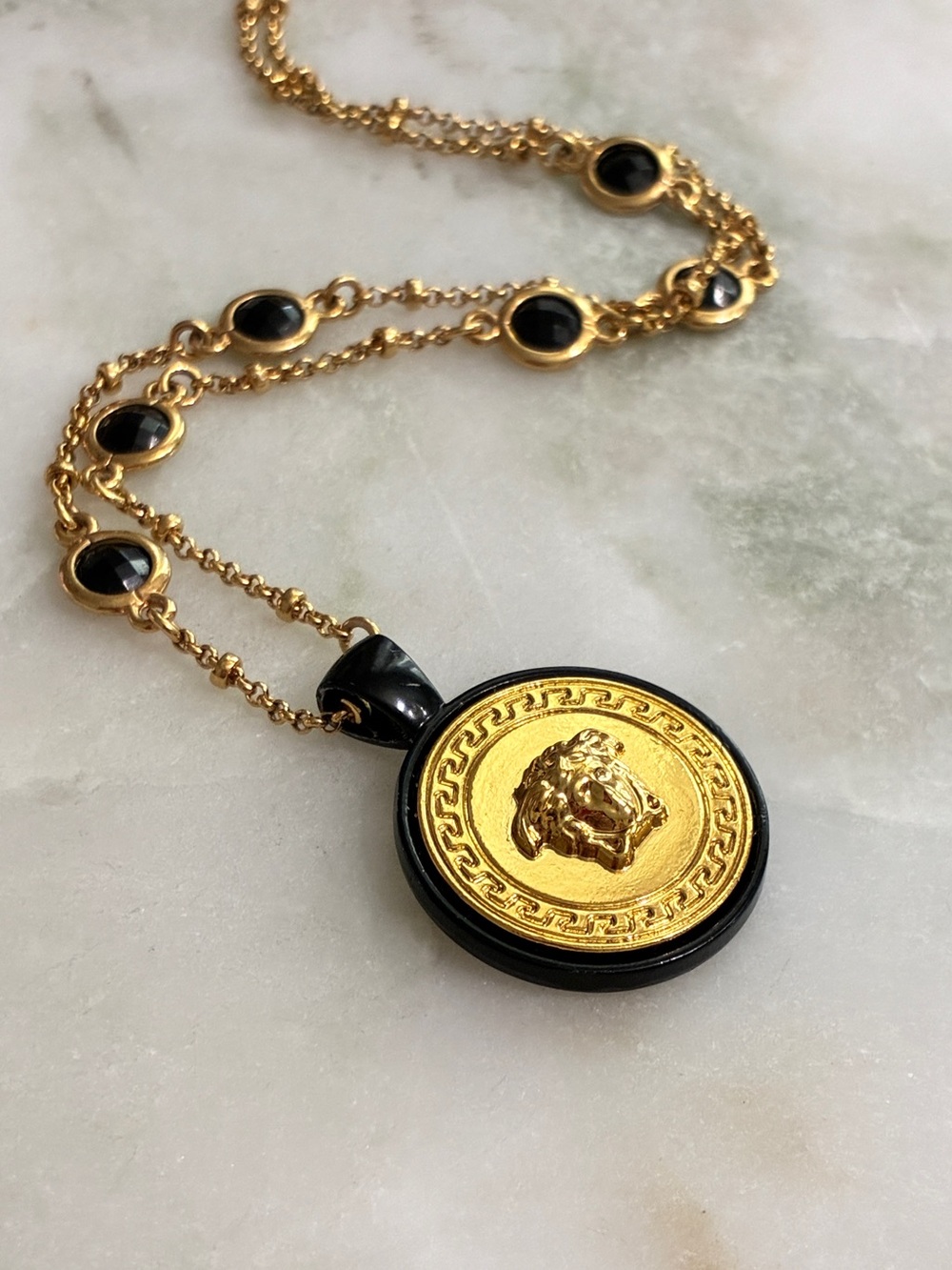 Versace Medusa Button Charm Necklace Upcycled - Picture 3 of 8